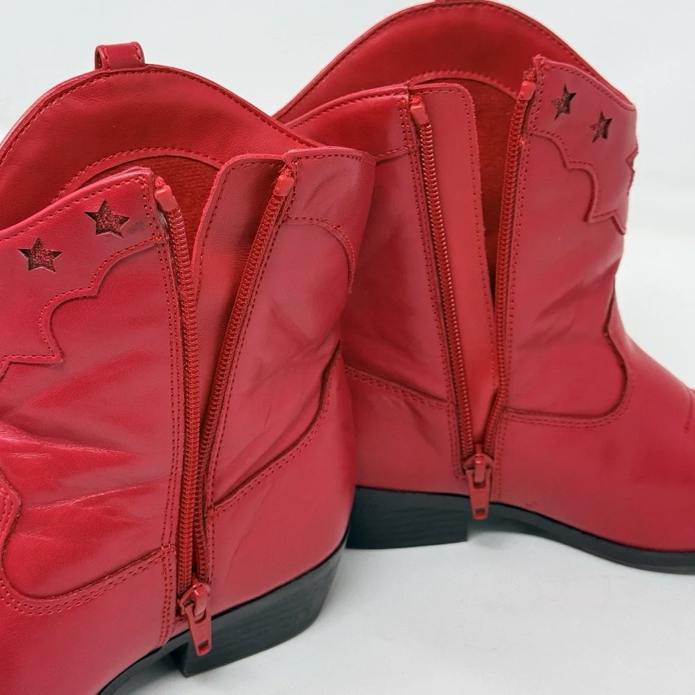 Gymboree Girls Cowboy Boots Size‎ 2 Red Star Glitter Cowgirl Zipper Booties